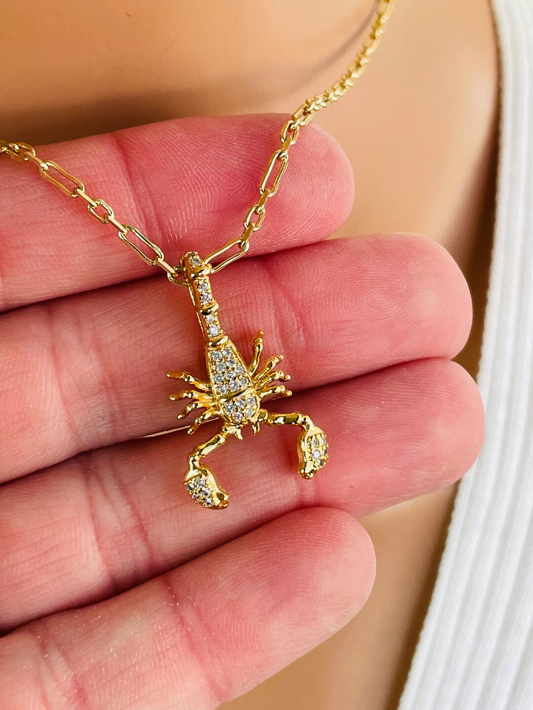 Gold Scorpio Pendant Necklace Women Men Unisex Gold Filled Scorpion