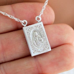 Sterling Silver Scapular Necklace Gold Scapulars Jewelry Women Men Miraculous Mary Protection Necklaces Unisex Catholic ConfirmationGift