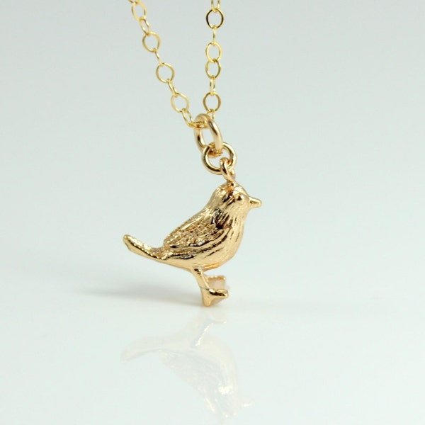 Gold Vermeil Bird Necklace – Chick Pendant, Gold Filled Chain
