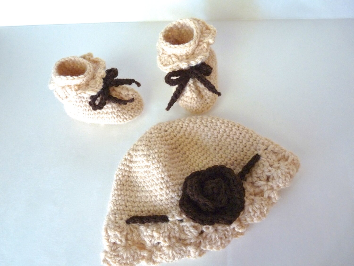 Baby Girl Beige Jacket Hat and Bootie Layette Set Vintage Etsy