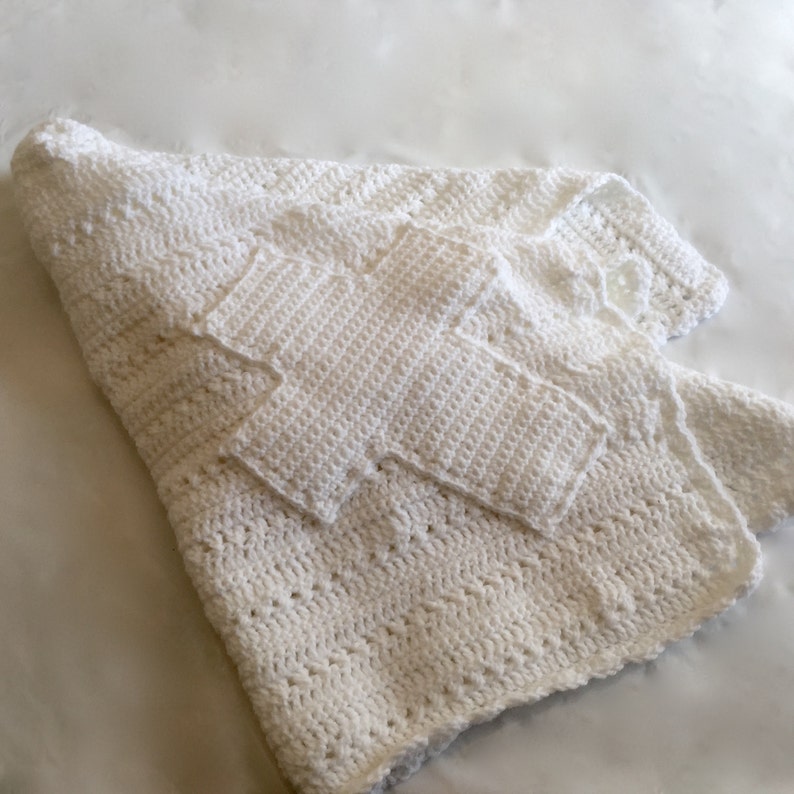 White Christening Blanket With Cross Appliqué Blessing Etsy