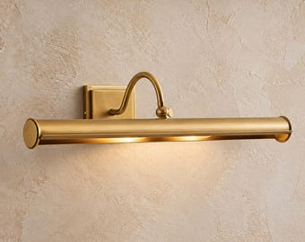 Brass Picture Light, Antique Brass Wall Sconce, Artwork Display Lighting, Vintage Style Gallery Lamp, Adjustable Hardwired Picture Light