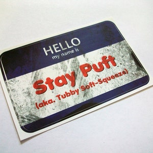 Stay Puft Marshmallow Man Ghostbusters Name Tag Sticker