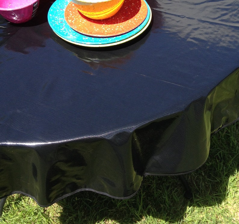 47.5 Oil Cloth Tablecloth Round Solid BLACK NO HOLE Etsy