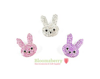 21 mm Bunny Rhinesthones Buttons - White, Pink and Lavender -  Easter Bunny Rhinestones - Assorted Rhinestones -Rhinestones Buttons