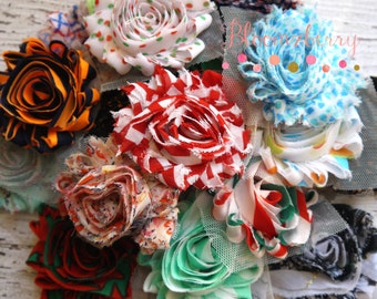 Grab a Bag - PRINT Shabby Rose Trim - Shabby Rose Trim - Chiffon Flowers - Random/Assorted Printed - Hair Accessories Supplies