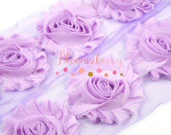 2.5" Shabby Rose Trim- Violet Pink Color - Pink Chiffon Trim - Pink Shabby Rose Trim - Violet Pink Flowers -Hair Accessories Supplies