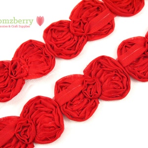 2.5" Shabby Bow Trim - Red Color - Red Chiffon Trim - Red Shabby Bow Trim - Red Chiffon Bow Trim - Hair Accessories Supplies