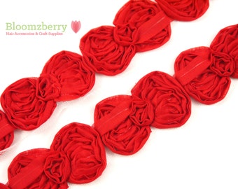 2.5" Shabby Bow Trim - Red Color - Red Chiffon Trim - Red Shabby Bow Trim - Red Chiffon Bow Trim - Hair Accessories Supplies