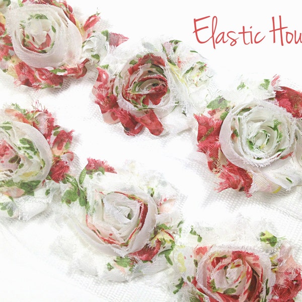 2.5"  Shabby Rose Trim- Vintage Printed - Chiffon Trim - Vintage Shabby Trim - Hair Accessories Supplies