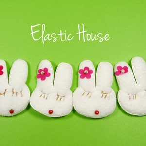 4 pcs 2.5&quot; Bunny Applique - White Color  - Appliques/Padded -  Cute Bunny  -DIY Headband/Hair Bow/Hair AccessoriesSupplies