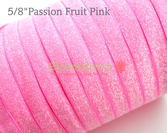 5/8" Glitter Elastic  - Passion Fruit Pink Color -Pink Glitter Elastic - Pink Frosty Elastic -Hair Accessorie  Supplies