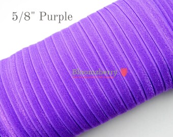 5/8" Fold Over Elastic - Medium Purple Color  - Plain Elastic Fold Over - Purple Fold Over Elastic -Hair Accessories Supplies