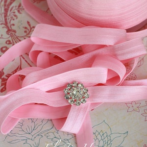 5 or 10 Yards 5/8 Fold Over Elastic Candy Pink Color DIY headband/Hair Bow/Hair Accessories Supplies image 4