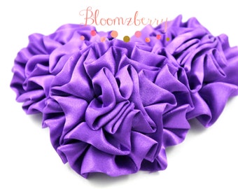 6 pcs 2.5" Satin Rosettes - Purple Color - Purple Satin Flowers - Satin Flowers - Fall/Halloween/Wedding -Hair Accessories Supplies