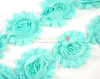 2.5" Yard Shabby Rose Trim - Sea Foam Color - Chiffon Trim - Sea Foam Shabby  Rose Trim - DIY Hair Accessories Supplies