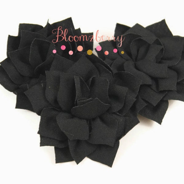 2.5" Kanzashi Flowers - Black Color - Black Kanzashi Flowers - Black Flowers -Japanese Kanzashi Flowers -Hair Accessories Supplies