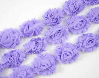 1.5"  PETITE  Shabby Rose Trim-  Lavender Color-  Lavender Shabby Trim - Lavender Flowers -Chiffon Trim - Hair Accessories Supplies