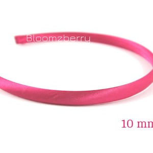 10 mm Satin Plastic Headbands -Hot Pink Color - Toddler/Girl Size - Hot Pink Satin Headband - Hard Headband- Hair Accessories Supplies