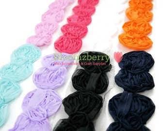 2.5" Shabby BOW Trim - Size 2.5" - Bow Trim - Chiffon Trim - You Choose Color - Chiffon Bow Trim - Hair Accessories Supplies