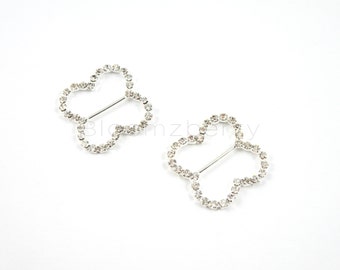 29 mm Clover Rhinestone Buckle Sliders  -Crystal Clear Color - Ribbon Sliders -Rhinestones Sliders - Hair Accessories Supplies