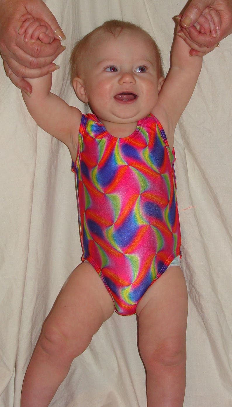 adult small 10-12a girls size Ready to ship Gymnastics leotard Neon water colors