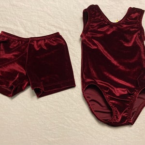 Burgundy Velvet leotard and shorts 2t only Ready to ship