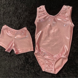 Light Pink Mystique gymnastic leotard and shorts Ready to ship