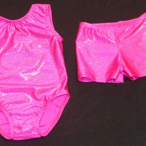 Pink Twinkle gymnastic leotard and shorts Ready to ship