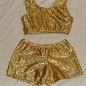 Gold twinkle Sports Bra and shorts Ready to ship