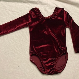 Burgundy Velvet long sleeve leotard Ready to ship