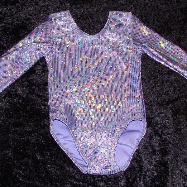Iced Lilac Shattered Glass long sleeved gymnastic leotard Ready to ship