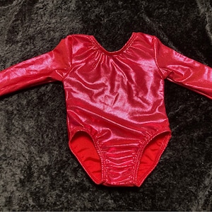 Candy Apple Red long sleeve gymnastic leotard Ready to ship