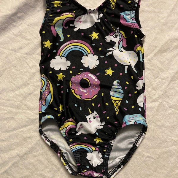 Unicorn Ballet Rainbow Sleep Eyes Puff Sleeve Leotard
