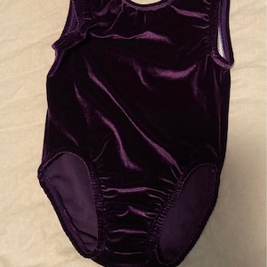 Purple velvet gymnastic leotard Ready to ship
