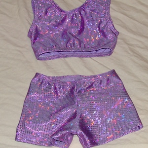 Lavender shattered glass Sports Bra and Shorts set Ready to ship