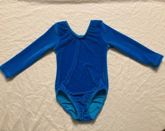 Turquoise Velvet long sleeve gymnastic leotard Ready to ship