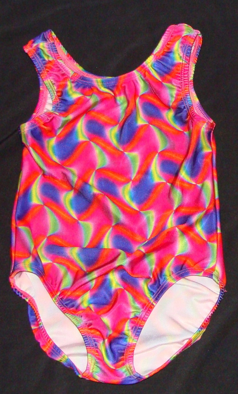adult small 10-12a girls size Ready to ship Gymnastics leotard Neon water colors