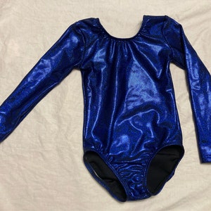 Blue twinkle on black spandex long sleeve leotard Ready to ship