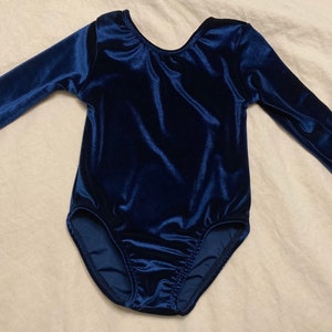 Navy blue Velvet long sleeve gymnastic leotard Ready to ship