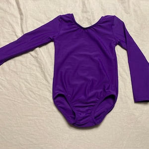 Purple spandex long sleeve gymnastic leotard Ready to ship
