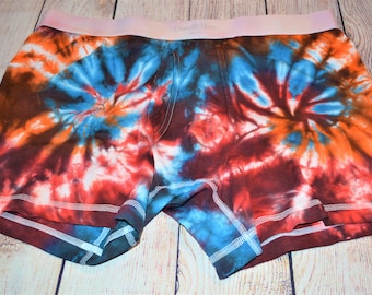 Father's Day, Bright Double Swirl Supersoft Cotton Blend Boxer Briefs- Size XLarge, Tie dye Boxer Brief