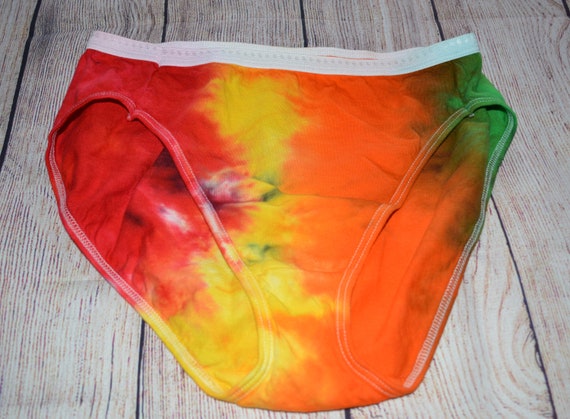 Easter Colors Running Rainbow Panties, Tie-dye Panties Women's Size 9, 100%  Cotton High Cut Panty 