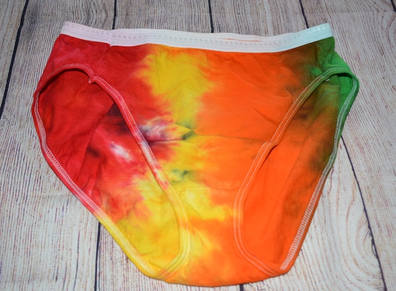 Easter Colors Running Rainbow Panties, Tie-dye Panties Women's Size 9, 100%  Cotton High Cut Panty 