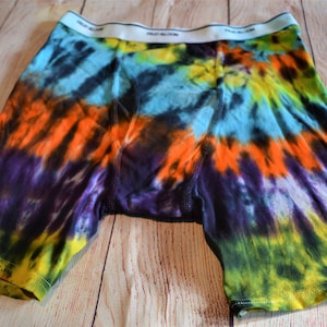 Radiant Stripes ! 100% Cotton Boxer Briefs, Size X-Large, Tie dye Boxer Brief, Rainbow laces,