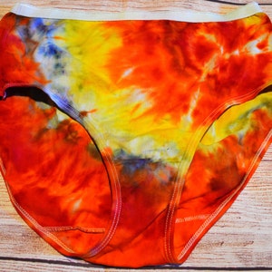 Ladies Orange Burst Buns!  Tie dyed fun Panty- Adult Size 7, 100% Cotton Ladies Panty