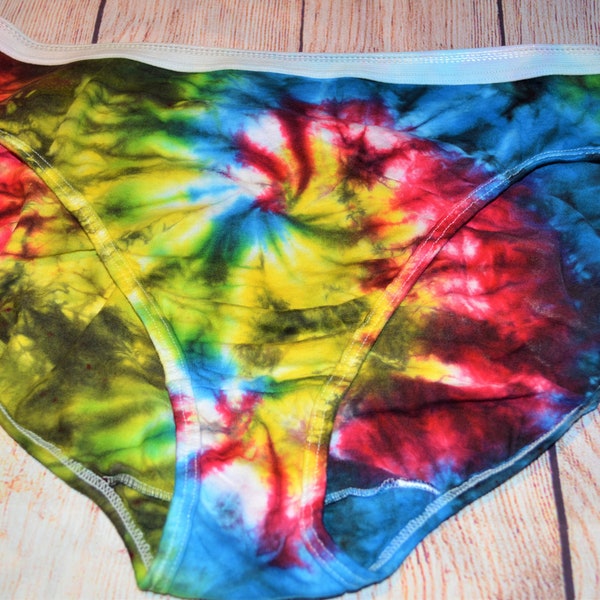 Crazy Spin Panties, Tie-Dye Panties - Women's Size 9, 100% Cotton High Cut Panty