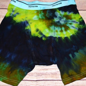 Wild Green Swirl Boxer Briefs- Size Large, Tie dye Boxer Brief