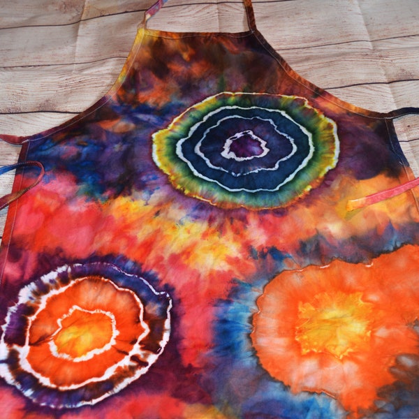 Another PERFECT Apron Ice Dyed Geode Design NEW! Adult One Size Tie Dye Apron, Hippie Tie Dye, Boho Look, Chef, Psychedelic Free US Shipping