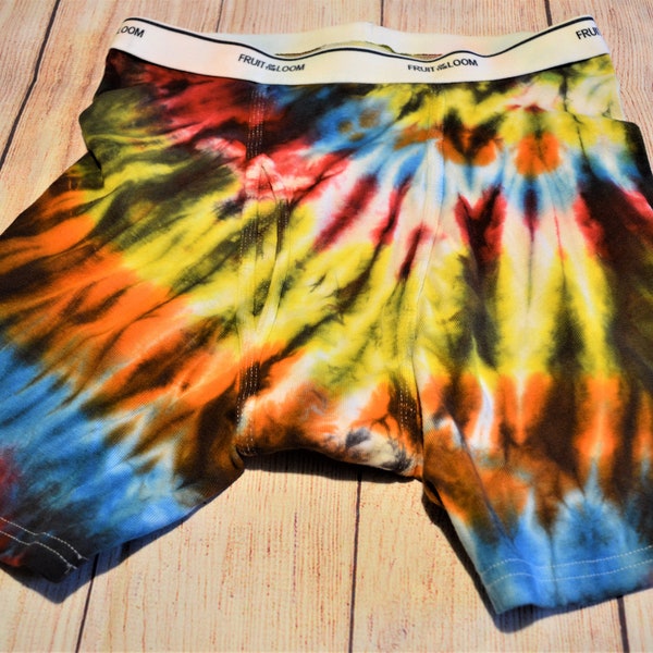 Rainbow Tiger Stripe Boxer Briefs- Size Large, Tie dye Boxer Brief